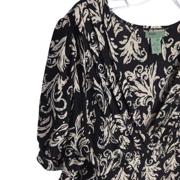 Anthropologie Maple Filigree Damask Silk Dress Empire Flowy Comfy Boho M - Picture 5 of 16